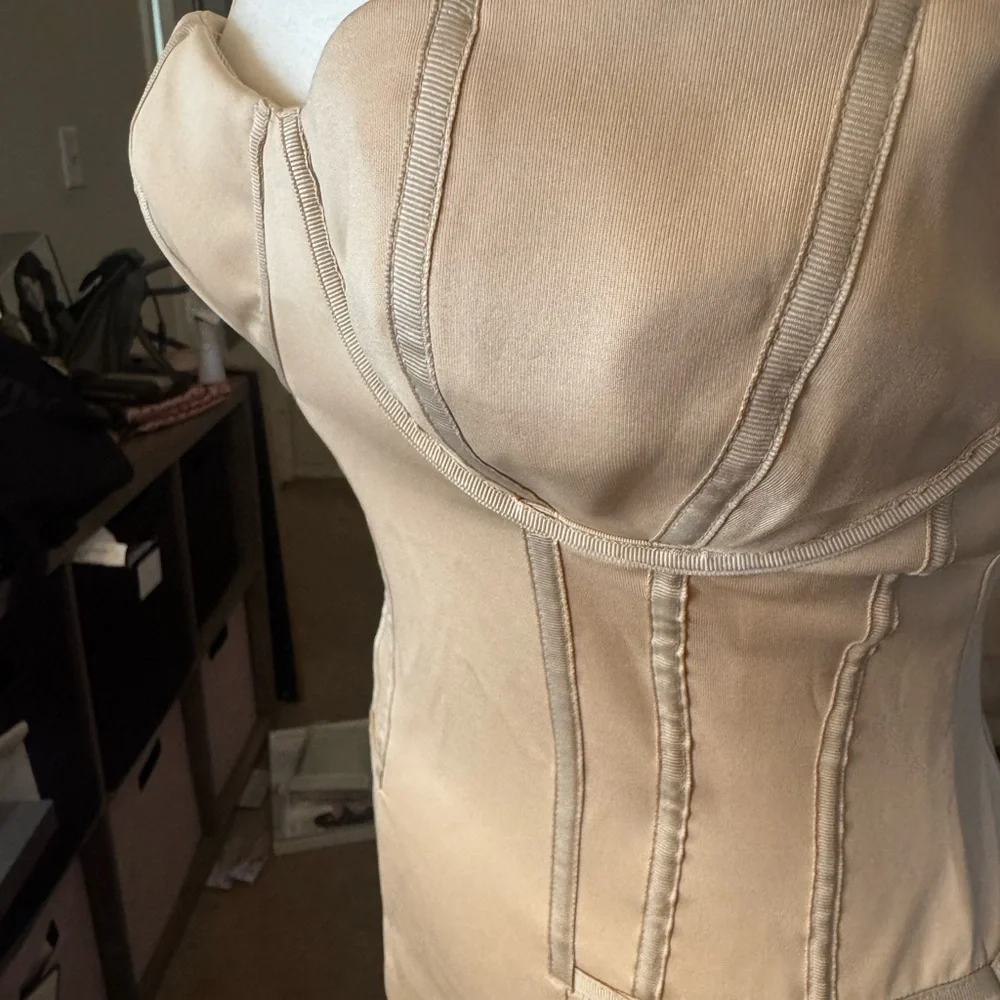 Elegant Tan Bustier Dress